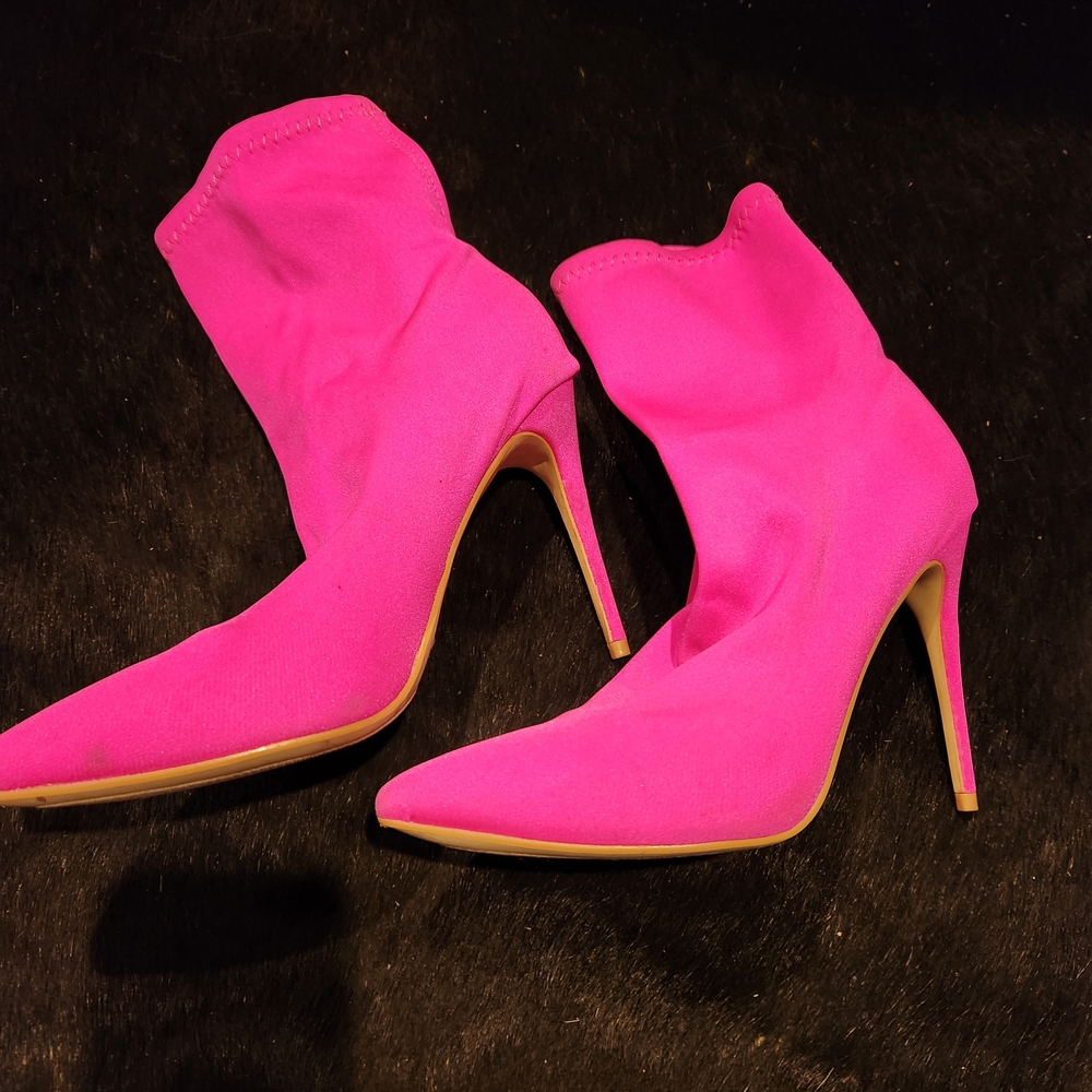 JustFab Hot Pink Heeled Boots